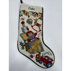 Christmas Stocking Needlepoint Cross Stitch Erika Toy Box Soldier ABC Drum Gift